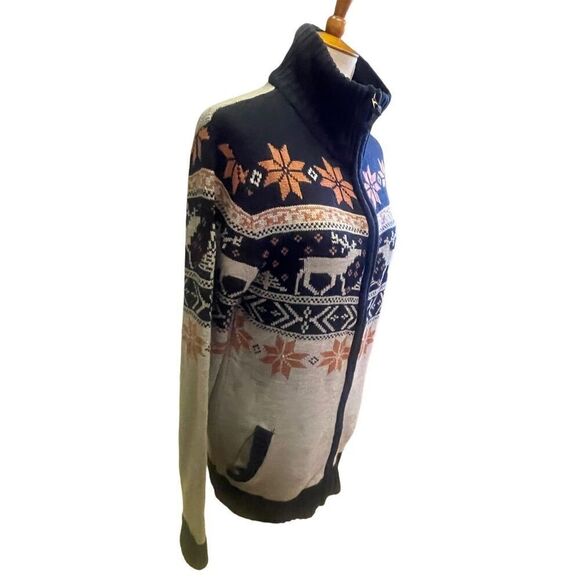 Soul Star Full Zip  Mock Collar Multi-Color Winter Design Cardigan Size X-Large - Picture 14 of 16